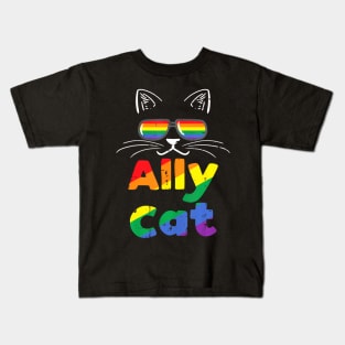 Ally Cat Pride Month Straight Ally Gay Lgbtq Lgbt Women Kids T-Shirt